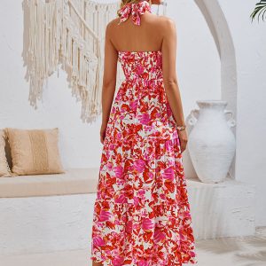 Chic Y2K Halter Neck Dress in Trendy Prints for Effortless Resort Style