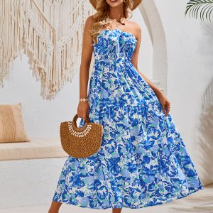 Chic Y2K Halter Neck Dress in Trendy Prints for Effortless Resort Style