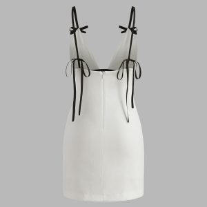 Chic Zippered Bow Dress - Y2K Aesthetic Cute Dress for Stylish Outfits