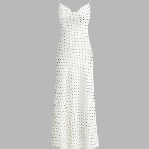 Chiffon Sheer Polka Dot Backless Maxi Dress - Y2K Aesthetic Fashion Statement Piece