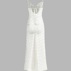 Chiffon Sheer Polka Dot Backless Maxi Dress - Y2K Aesthetic Fashion Statement Piece