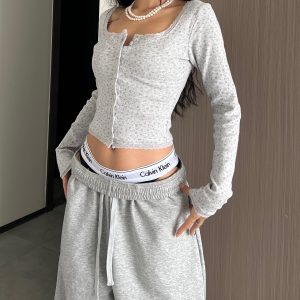 Chyanne Long Sleeve Casual Top - Y2K Aesthetic Cute Top for Comfy Everyday Outfits