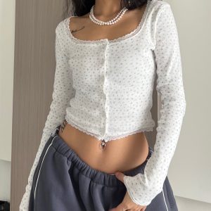 Chyanne Long Sleeve Casual Top - Y2K Aesthetic Cute Top for Comfy Everyday Outfits