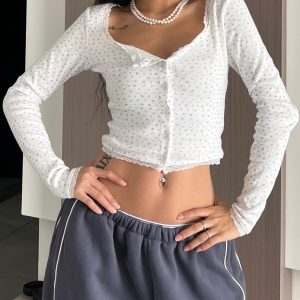 Chyanne Long Sleeve Casual Top - Y2K Aesthetic Cute Top for Comfy Everyday Outfits