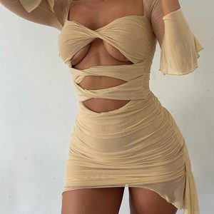 Clareford Y2K Cut Out Dress - Trendy Coquette Aesthetic for Stylish Outfits