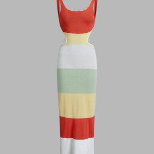 Coastal Air Open Back Maxi Dress - Y2K Aesthetic Summer Vibes for Effortless Style