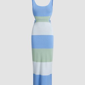 Coastal Air Open Back Maxi Dress - Y2K Aesthetic Summer Vibes for Effortless Style