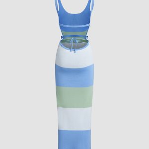 Coastal Air Open Back Maxi Dress - Y2K Aesthetic Summer Vibes for Effortless Style