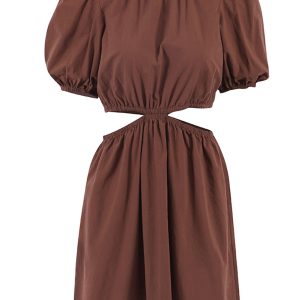 Cocoa Bean Cutout Short Dress in Cotton Blend - Y2K Aesthetic Fashion Essential