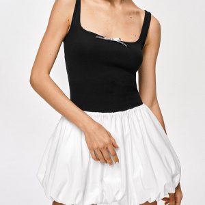 Color Block Sleeveless Bubble Dress - Y2K Aesthetic Cute Summer Outfit for Trendy Looks