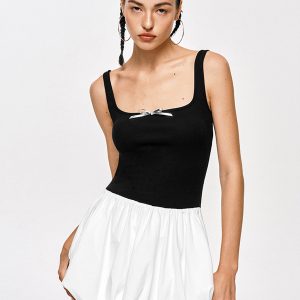 Color Block Sleeveless Bubble Dress - Y2K Aesthetic Cute Summer Outfit for Trendy Looks