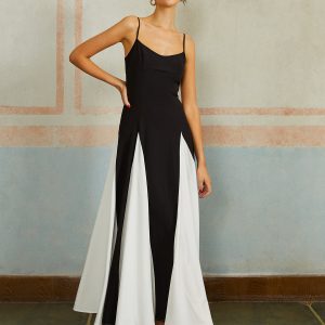 Color Block Spaghetti Strap Maxi Dress - Y2K Aesthetic Summer Fashion Essential