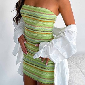 Colorful Knitted Bodycon Mini Dress - Y2K Aesthetic Sleeveless Style for Trendy Outfits