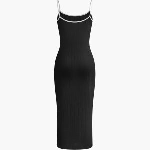 Contrast Trim Square Neck Cami Dress - Y2K Aesthetic Cute Dress for Stylish Outfits