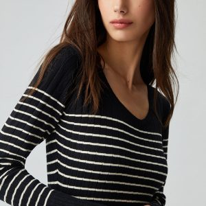 Contrast Trim Striped Knit Sweater Dress - Y2K Aesthetic Fashion for Cozy Chic Looks