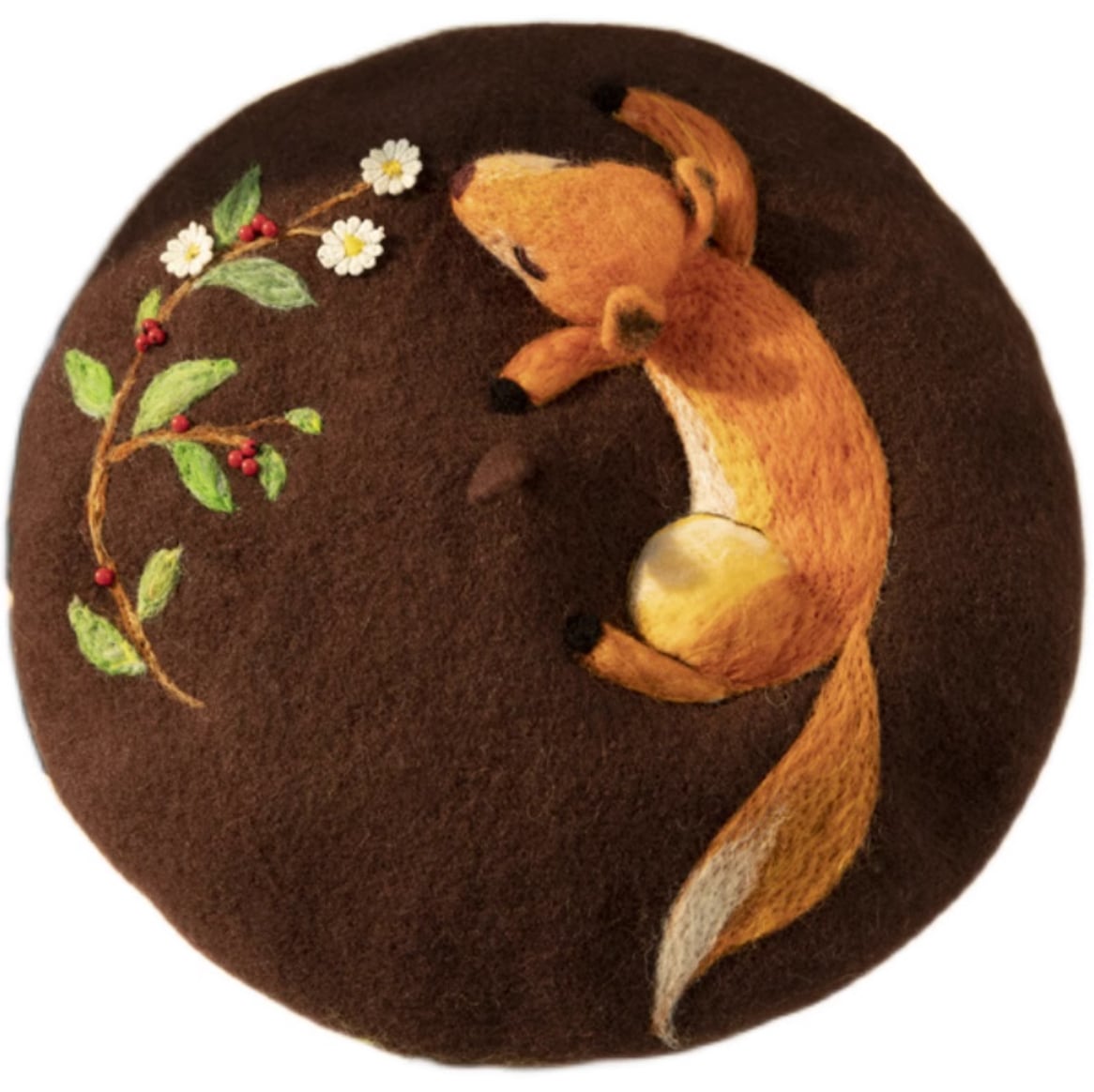 Coquette Aesthetic 3D Fox Nap Beret - Cute Y2K Fashion Accessory for Stylish Outfits