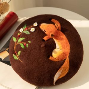 Coquette Aesthetic 3D Fox Nap Beret - Cute Y2K Fashion Accessory for Stylish Outfits