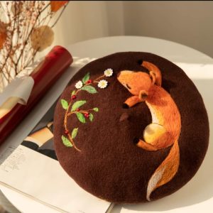 Coquette Aesthetic 3D Fox Nap Beret - Cute Y2K Fashion Accessory for Stylish Outfits