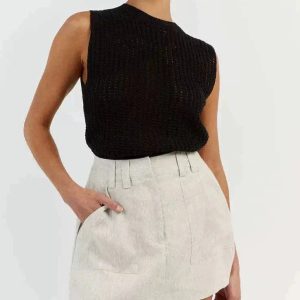 Coquette Aesthetic Alessi Knit Sleeveless Sweater - Y2K Fashion Cute Top for Stylish Looks