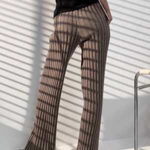 Coquette Aesthetic Calendre Knit Wide Leg Pants for Y2K Fashion and Comfy Style