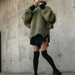 Coquette Aesthetic Carolla Oversized Knitted Sweater for Y2K Fashion Lovers