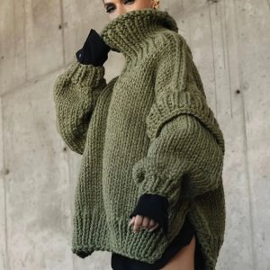 Coquette Aesthetic Carolla Oversized Knitted Sweater for Y2K Fashion Lovers