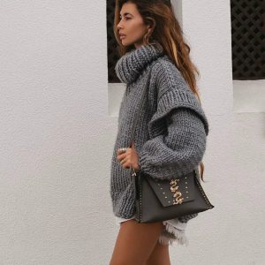 Coquette Aesthetic Carolla Oversized Knitted Sweater for Y2K Fashion Lovers