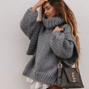 Coquette Aesthetic Carolla Oversized Knitted Sweater for Y2K Fashion Lovers