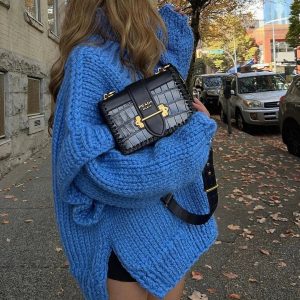 Coquette Aesthetic Carolla Oversized Knitted Sweater for Y2K Fashion Lovers