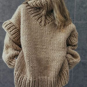 Coquette Aesthetic Carolla Oversized Knitted Sweater for Y2K Fashion Lovers