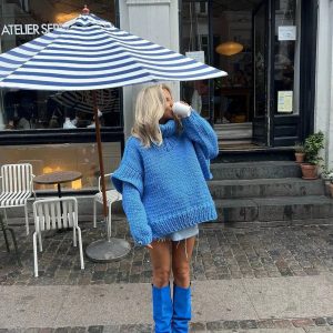 Coquette Aesthetic Carolla Oversized Knitted Sweater for Y2K Fashion Lovers