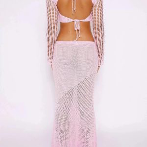 Coquette Aesthetic Elani Knit Maxi Skirt Set - Y2K Fashion for Effortless Style