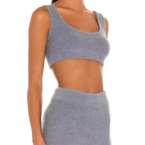 Coquette Aesthetic Estella Knitted Short Set - Y2K Fashion Cute Top & Comfy Bottoms