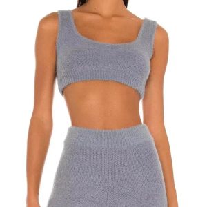 Coquette Aesthetic Estella Knitted Short Set - Y2K Fashion Cute Top & Comfy Bottoms