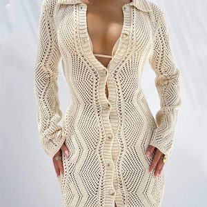 Coquette Aesthetic Jacquard Cardigan Short Sweater Dress for Y2K Fashion Lovers