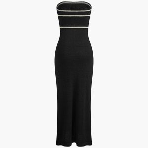 Coquette Aesthetic Knotted Tube Midi Sweater Dress for Y2K Fashion Lovers