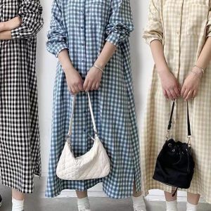 Coquette Aesthetic Loose Plaid Long Dress - Y2K Fashion for Effortless Style