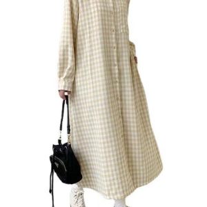 Coquette Aesthetic Loose Plaid Long Dress - Y2K Fashion for Effortless Style