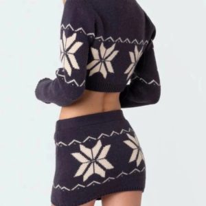 Coquette Aesthetic Mavis Knitted Skirt Set - Y2K Fashion Cute Top & Matching Skirt