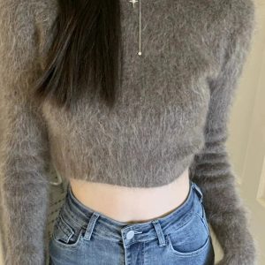 Coquette Aesthetic Natalee Plush Crop Sweater for Y2K Fashion Lovers