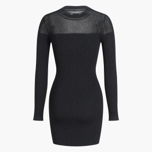 Coquette Aesthetic Patchwork Long Sleeve Sweater Dress for Y2K Fashion Lovers