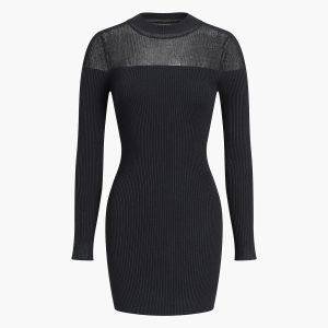 Coquette Aesthetic Patchwork Long Sleeve Sweater Dress for Y2K Fashion Lovers