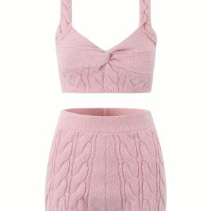 Coquette Aesthetic Stella Knit Short & Top Set - Y2K Fashion Cute Outfit for Stylish Looks