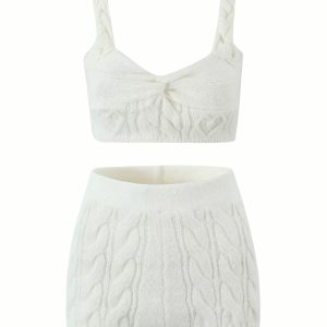 Coquette Aesthetic Stella Knit Short & Top Set - Y2K Fashion Cute Outfit for Stylish Looks