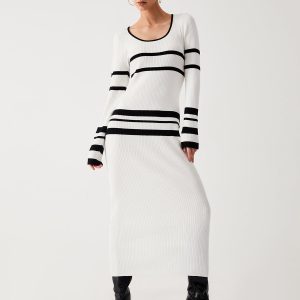 Coquette Aesthetic Stripe Long Sleeve Sweater Dress for Y2K Fashion Lovers