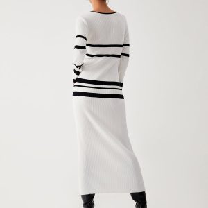 Coquette Aesthetic Stripe Long Sleeve Sweater Dress for Y2K Fashion Lovers