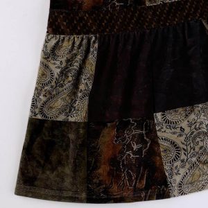 Cottage Grunge Aesthetic Patchwork Maxi Skirt for Y2K Fashion Lovers