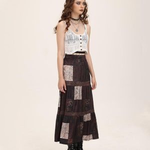 Cottage Grunge Aesthetic Patchwork Maxi Skirt for Y2K Fashion Lovers