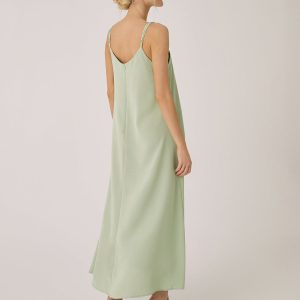 Cotton Blend Pleated Long Dress - Y2K Aesthetic Fashion for Effortless Style