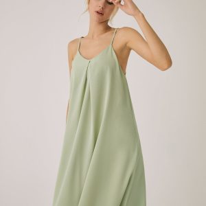 Cotton Blend Pleated Long Dress - Y2K Aesthetic Fashion for Effortless Style